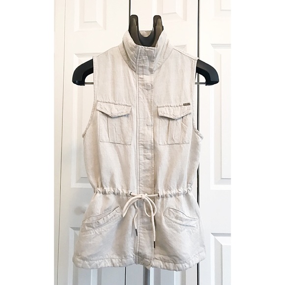 Max Jeans Jackets & Blazers - MAX JEANS Sz S Flax Linen Blend Utility  Vest